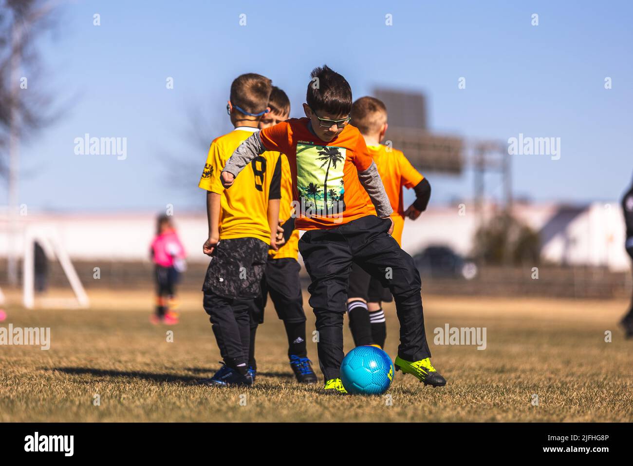 Youth soccer games near the heart of downtown Fort Worth. Young players