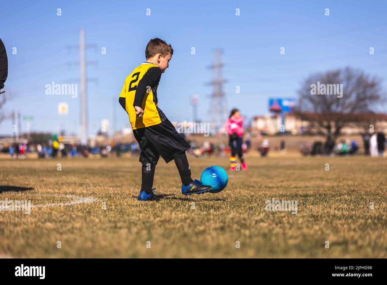 Youth soccer games near the heart of downtown Fort Worth. Young players