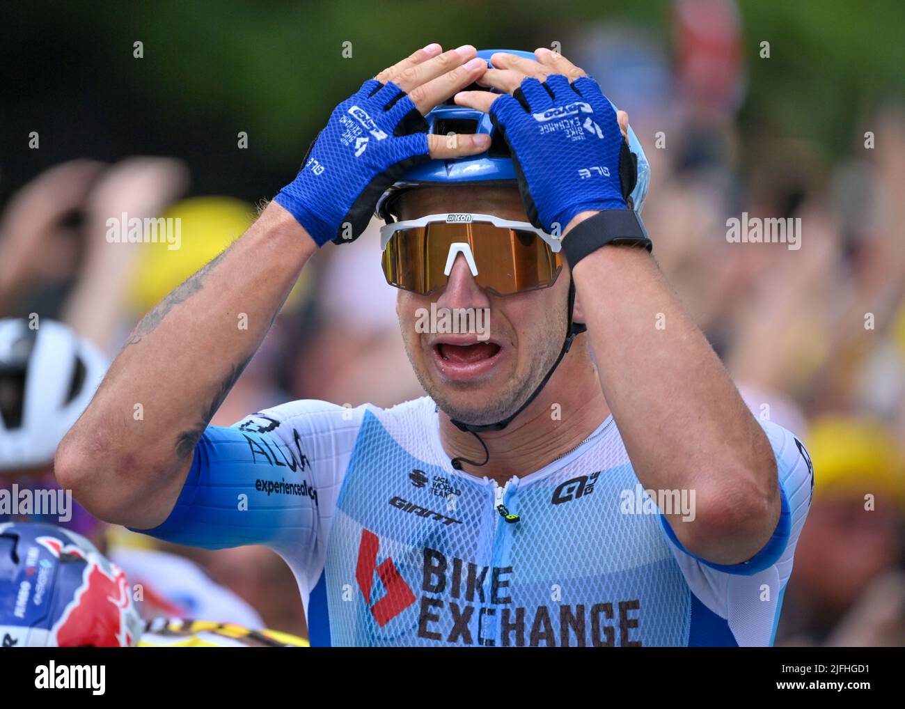 Vejle to Sonderborg, Denmark. 3rd July, 2022. Dylan GROENEWEGEN banishes all his demons with a stage win on Tour De France, Stage 3, Denmark, 3rd July 2022, Credit:Pool/Goding Images/Alamy Live News Credit: Peter Goding/Alamy Live News Stock Photo