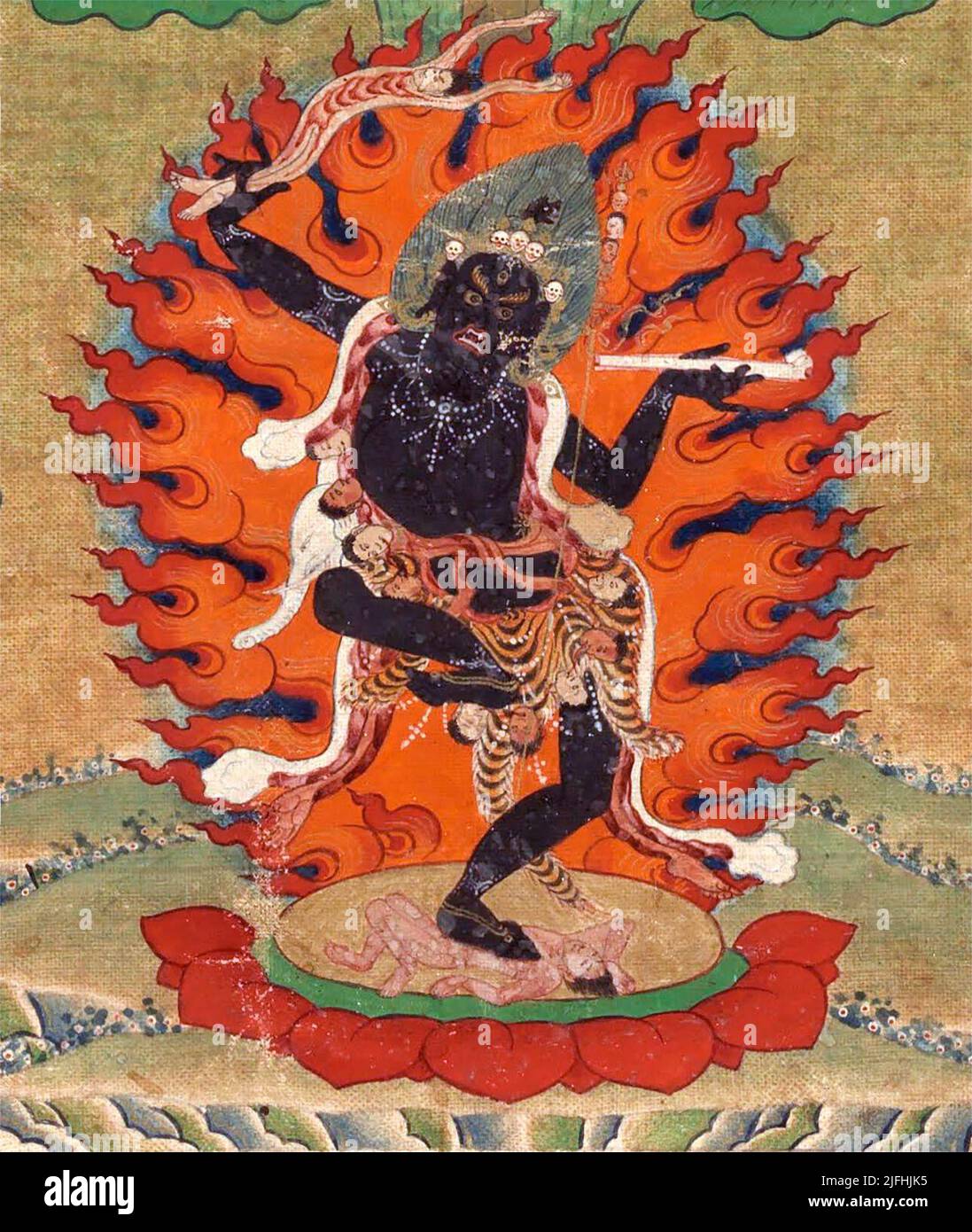 Troma Nagmo, Tibetan Buddhist Krodikali. Detail from a painting of Machig Labdrön, 19th century Stock Photo
