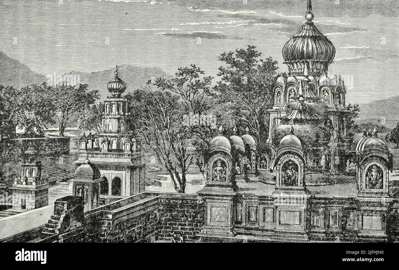 Birds eye view of the Hindu Temple at Cawnpore Stock Photo