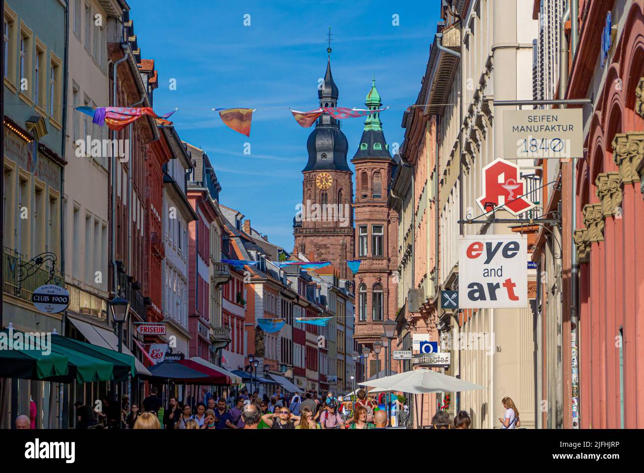 Heidelberg, Germany June, 2. 2022 The famous main street in