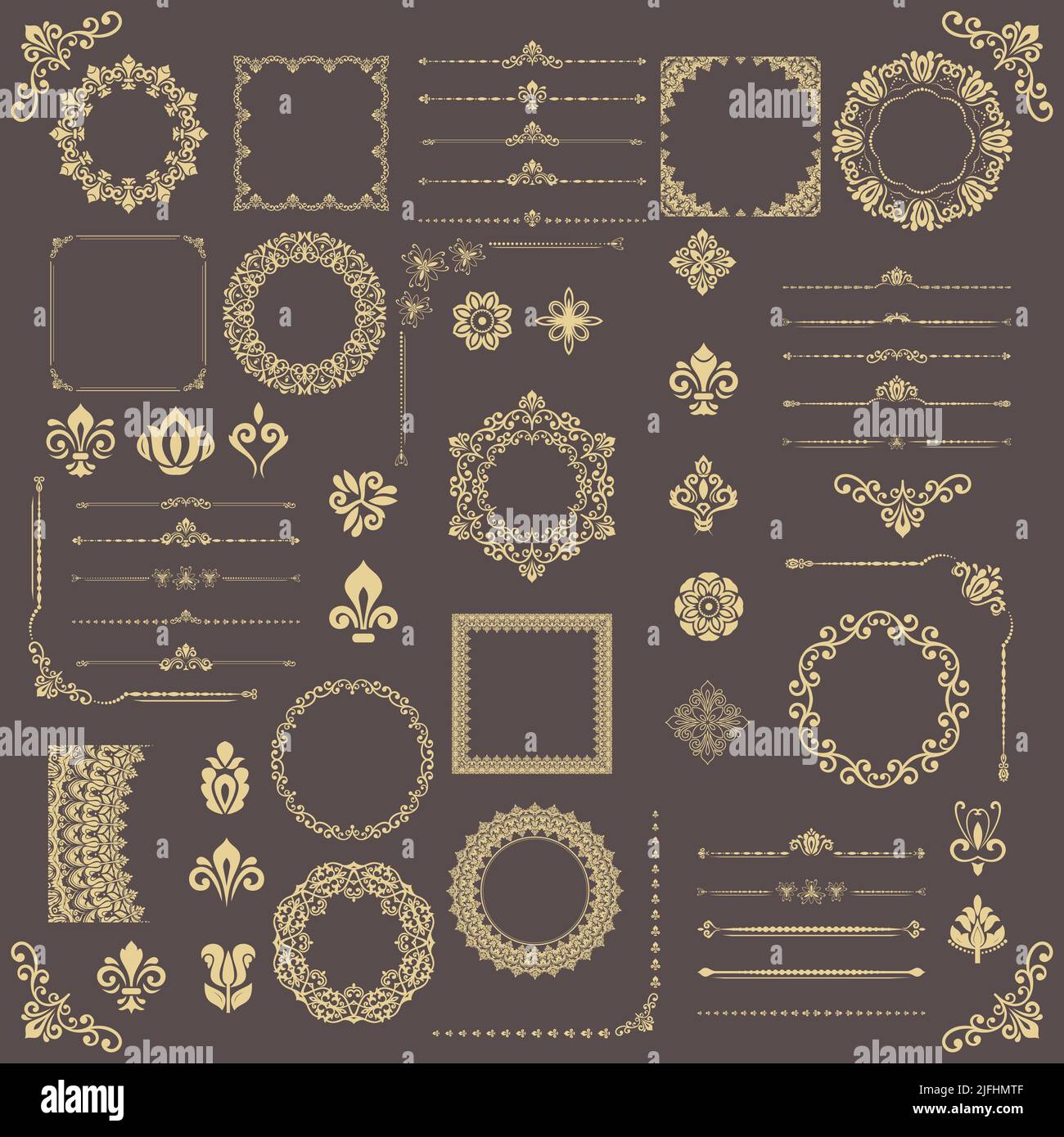 Vintage set of vector horizontal, square and round elements. Elements ...