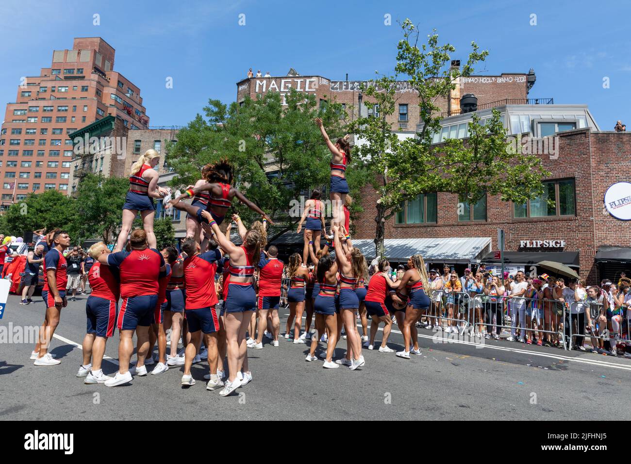 Cheer New York performing at the Pride Parade in NYC on June 26, 2022