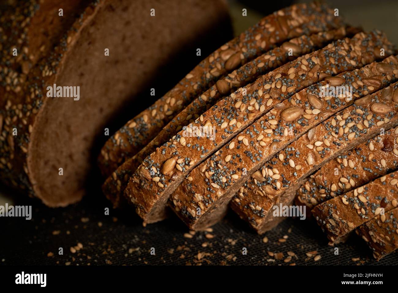 Organic natural seed bread baked at home. High quality photo Stock Photo