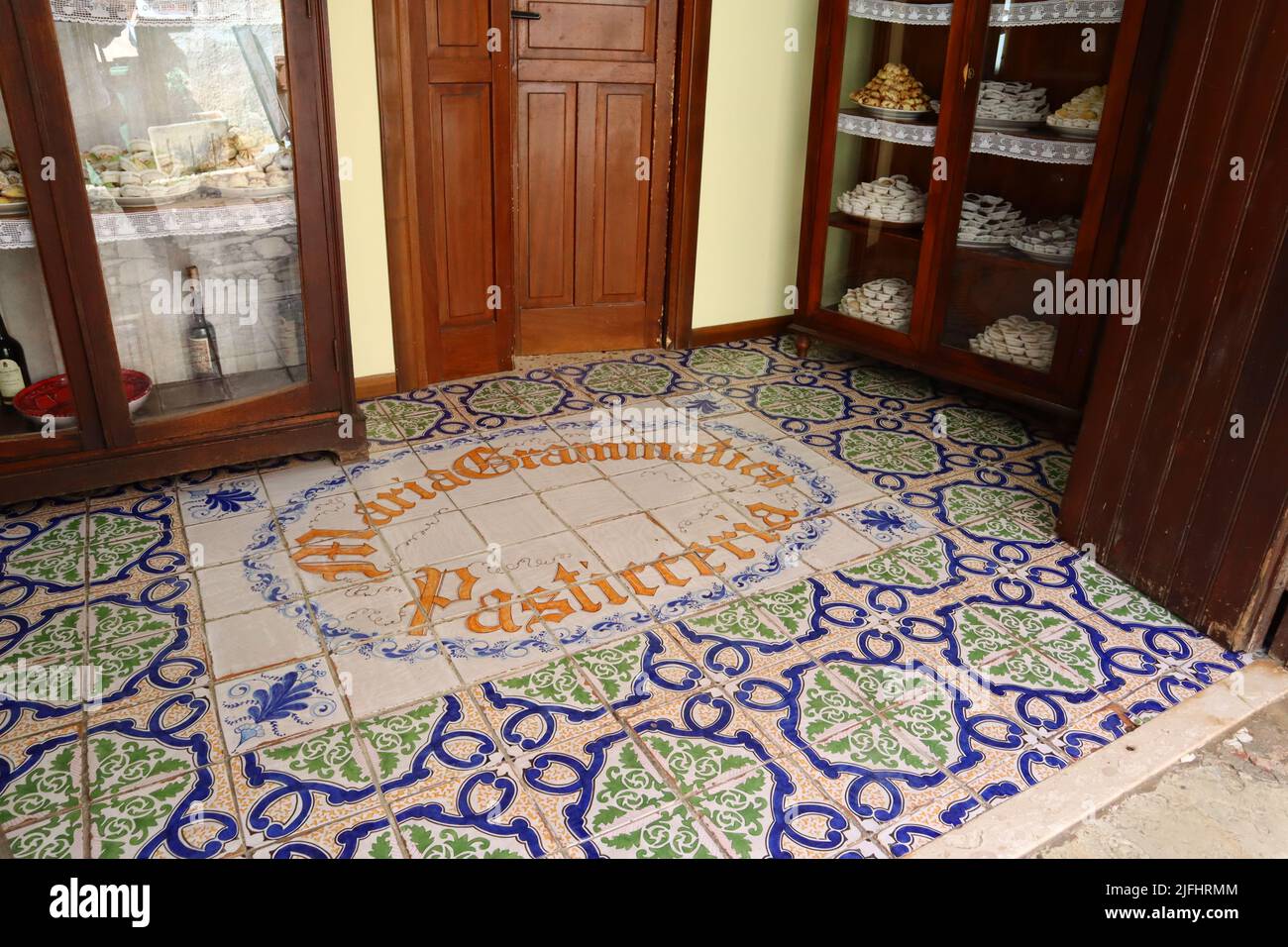 Erice, Sicily (Italy): Pastry Shop of Maria Grammatico. Maria Grammatico is the Sicily's most famous pastry confectioner Stock Photo