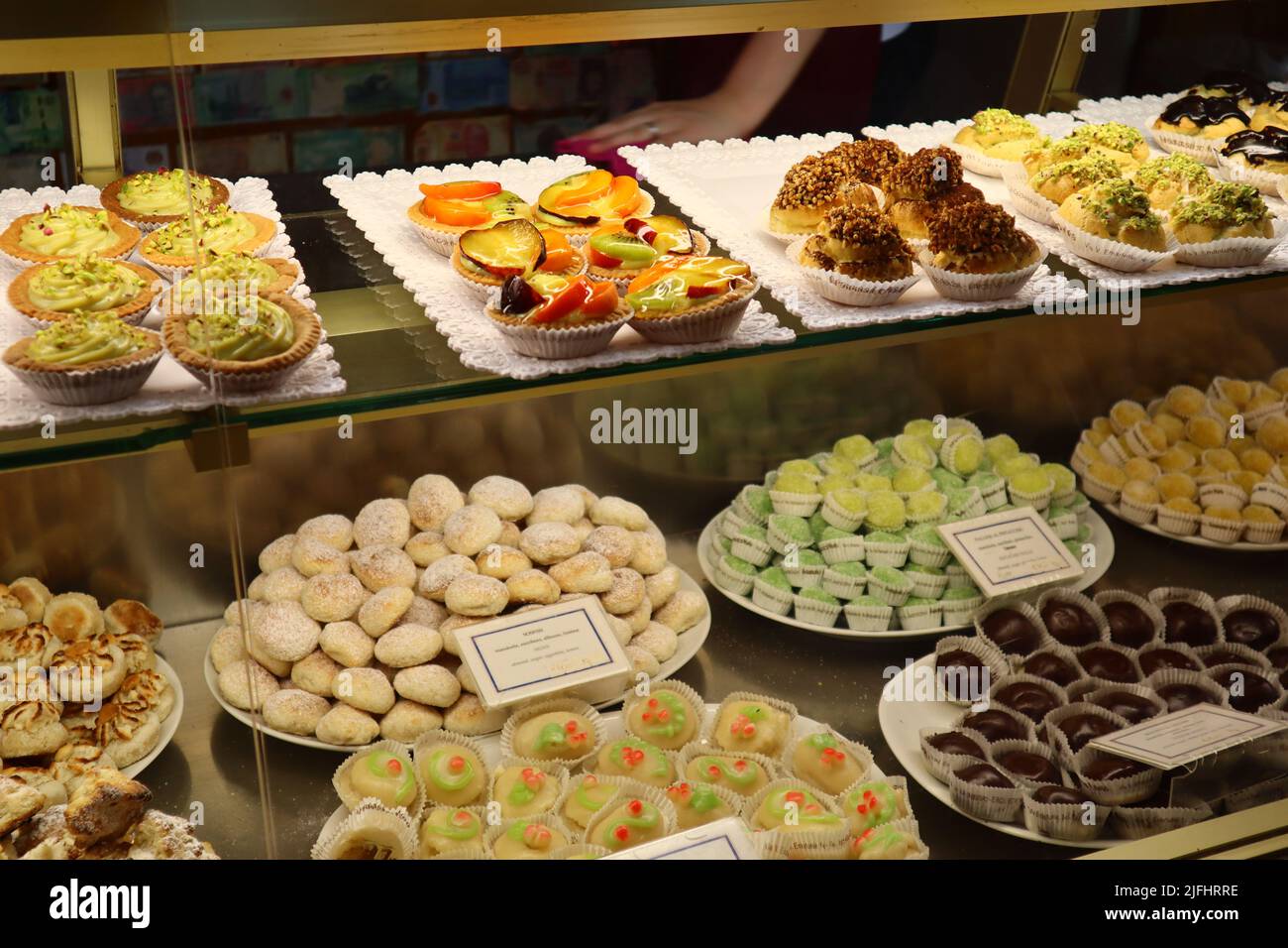 Erice, Sicily (Italy): Pastry Shop of Maria Grammatico. Maria Grammatico is the Sicily's most famous pastry confectioner Stock Photo