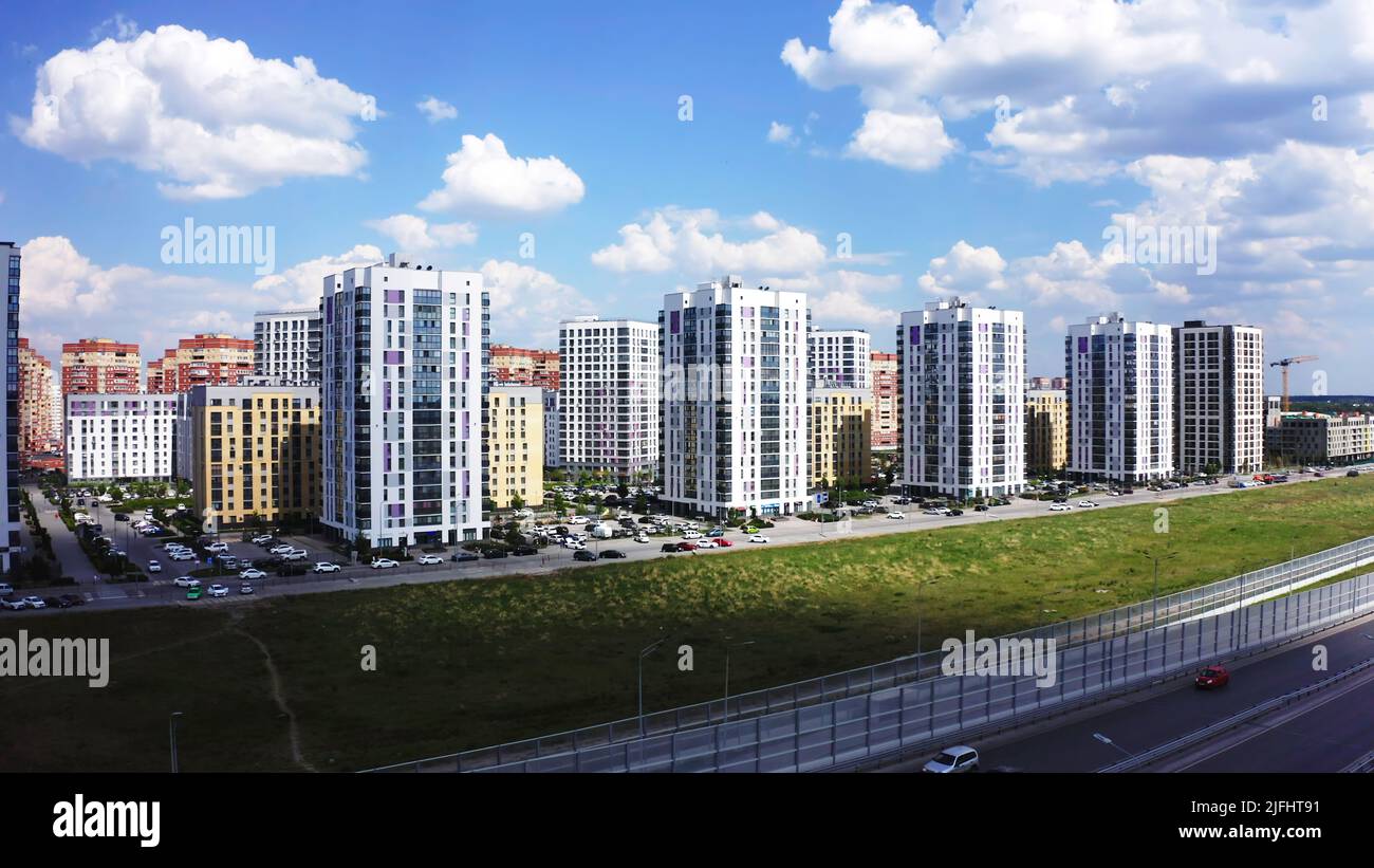 Top view of beautiful residential area with modern houses. Stock