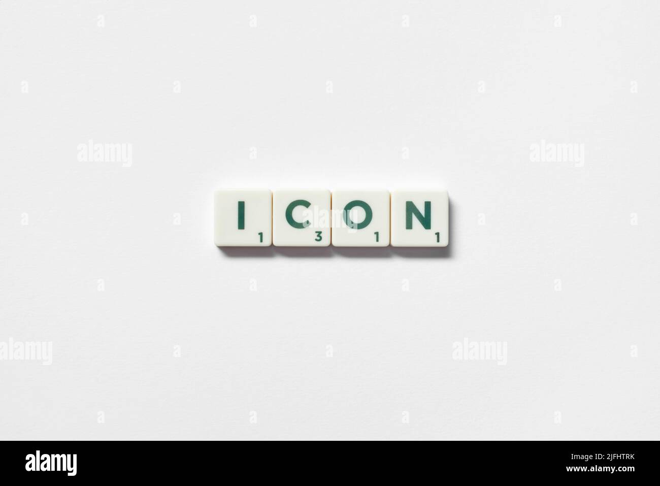 Icon formed of scrabble blocks on white background Stock Photo Alamy