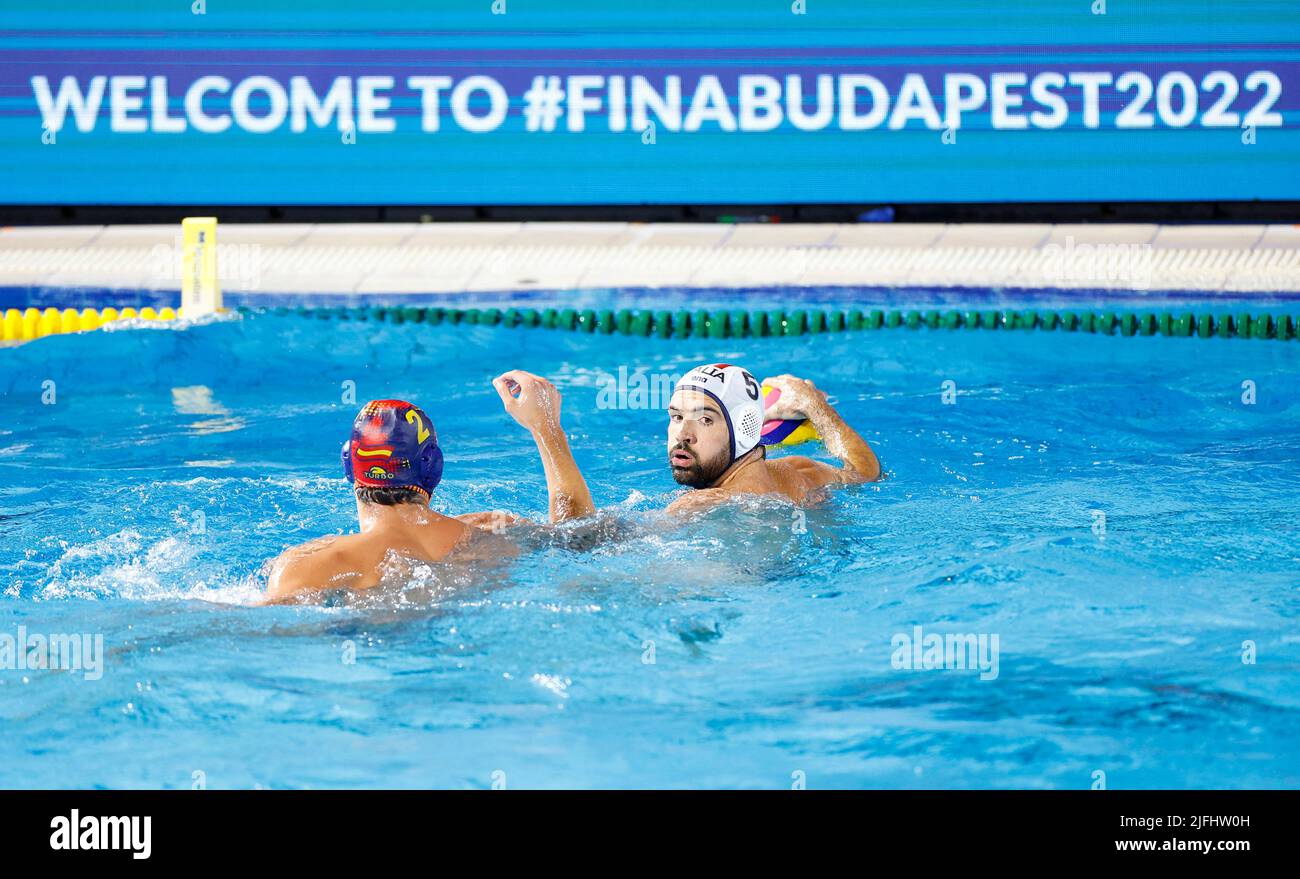 Water Polo - FINA World Championships - Men's Gold Medal Match - Italy v  Spain - Alfred Hajos Swimming Complex, Budapest, Hungary - July 3, 2022  Italy's Andrea Fondelli in action with