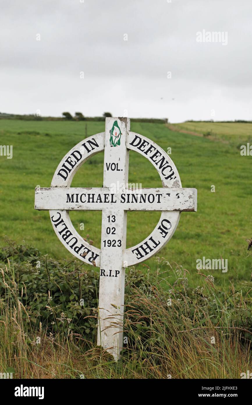 Remembrance cross for Michael Sinnott who died on February 13th 1923 Stock Photo
