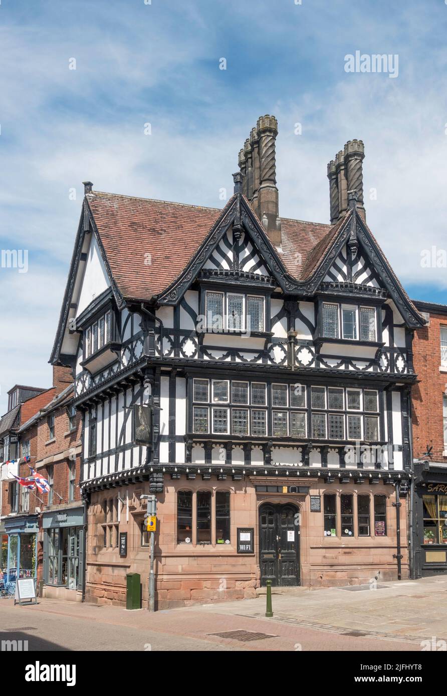 The listed 19th century Bird In Hand pub in the Market Place, Leek, Staffordshire, England, UK Stock Photo