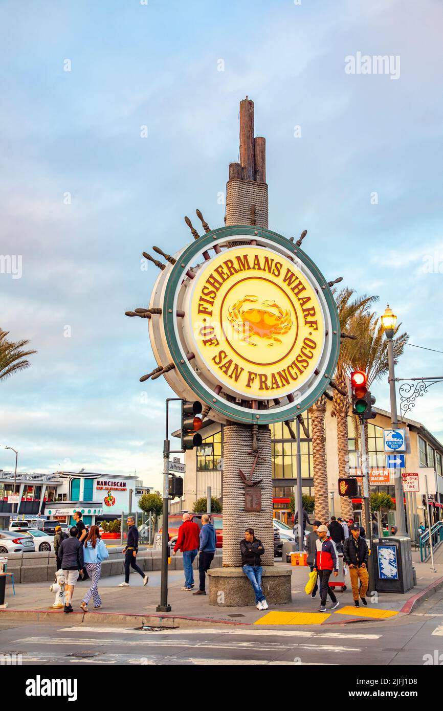 San Francisco, USA June 5, 2022 people enjoy Fisherman's Wharf in