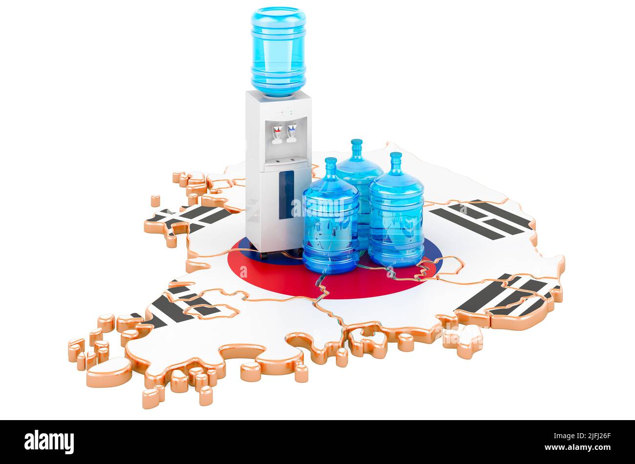 Bottled Water Delivery Service in South Korea, 3D rendering isolated on