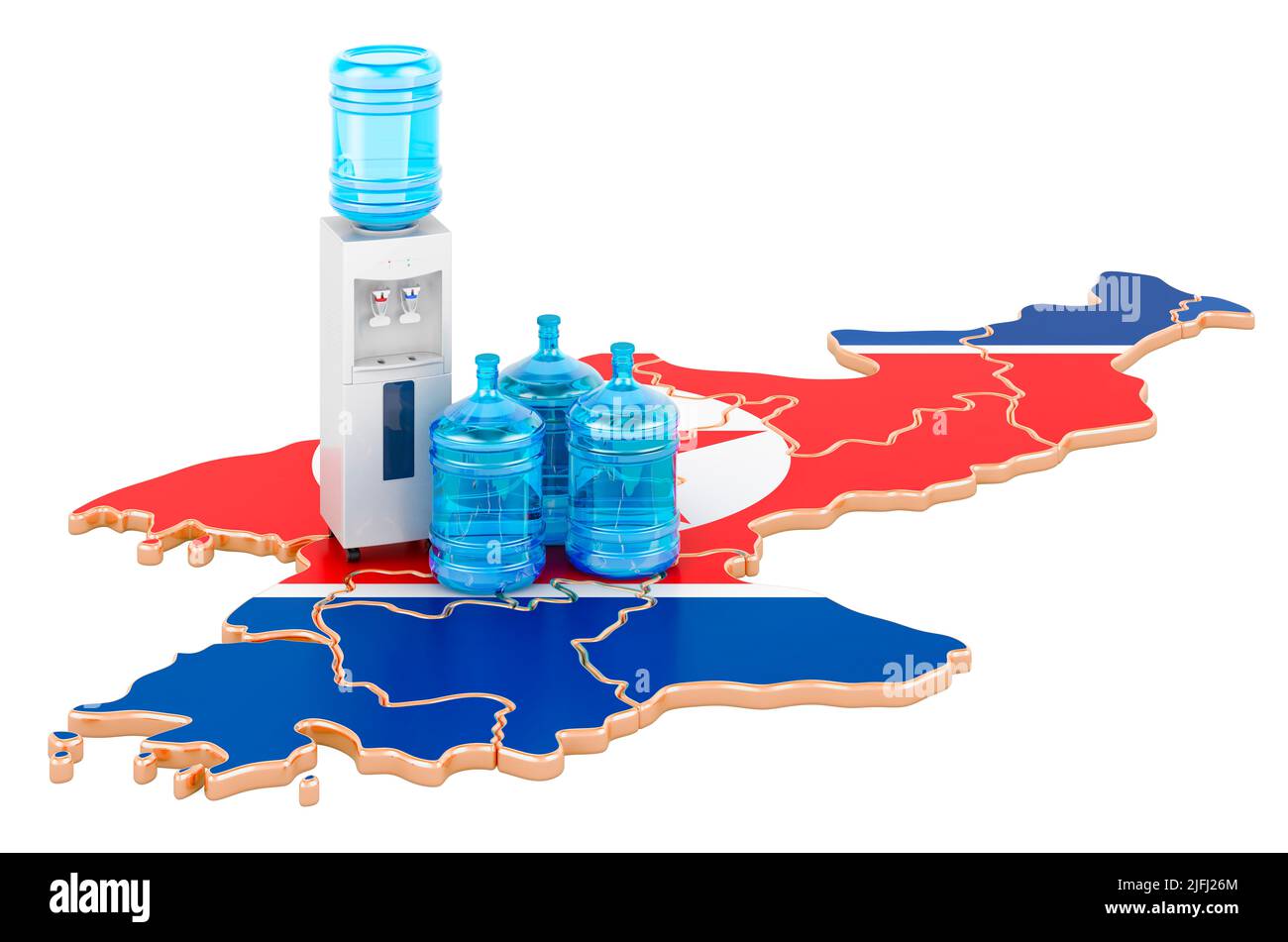 Bottled Water Delivery Service in North Korea, 3D rendering isolated on