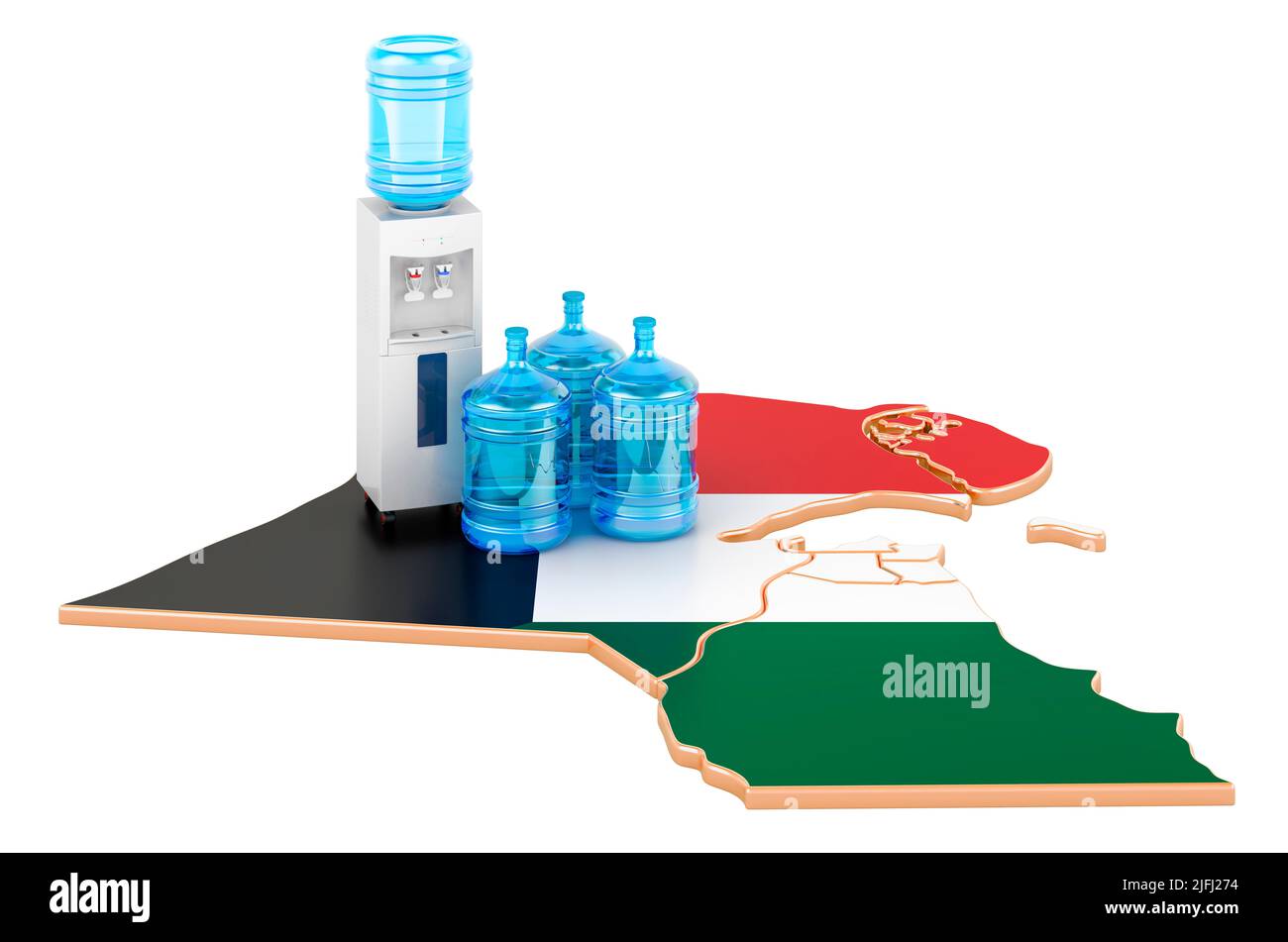 Bottled Water Delivery Service in Kuwait, 3D rendering isolated on