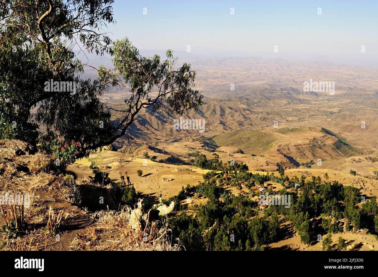 Panorama from the top of Mount Ashetan, Lalibela, Amhara Region, Ethiopia Stock Photo