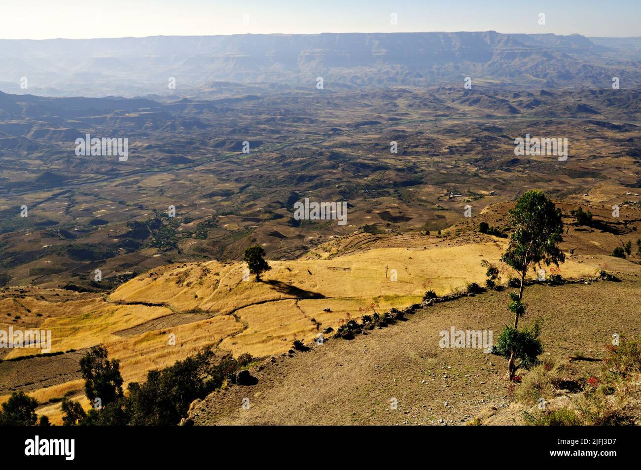 Ethiopian Highlands from the top of Mount Ashetan, Lalibela, Amhara Region, Ethiopia Stock Photo
