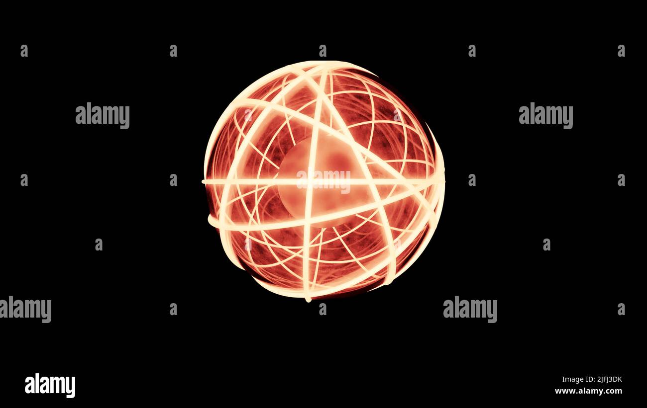 Scientific energy sphere rings animation, seamless loop. Design
