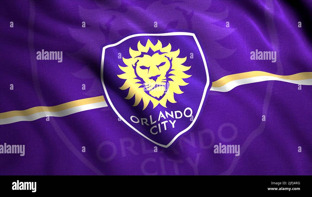 Logotype of Orlando City SC American professional soccer club in Orlando,  Florida. Motion. Waving flag with an emblem of a soccer club. For editorial  Stock Photo - Alamy