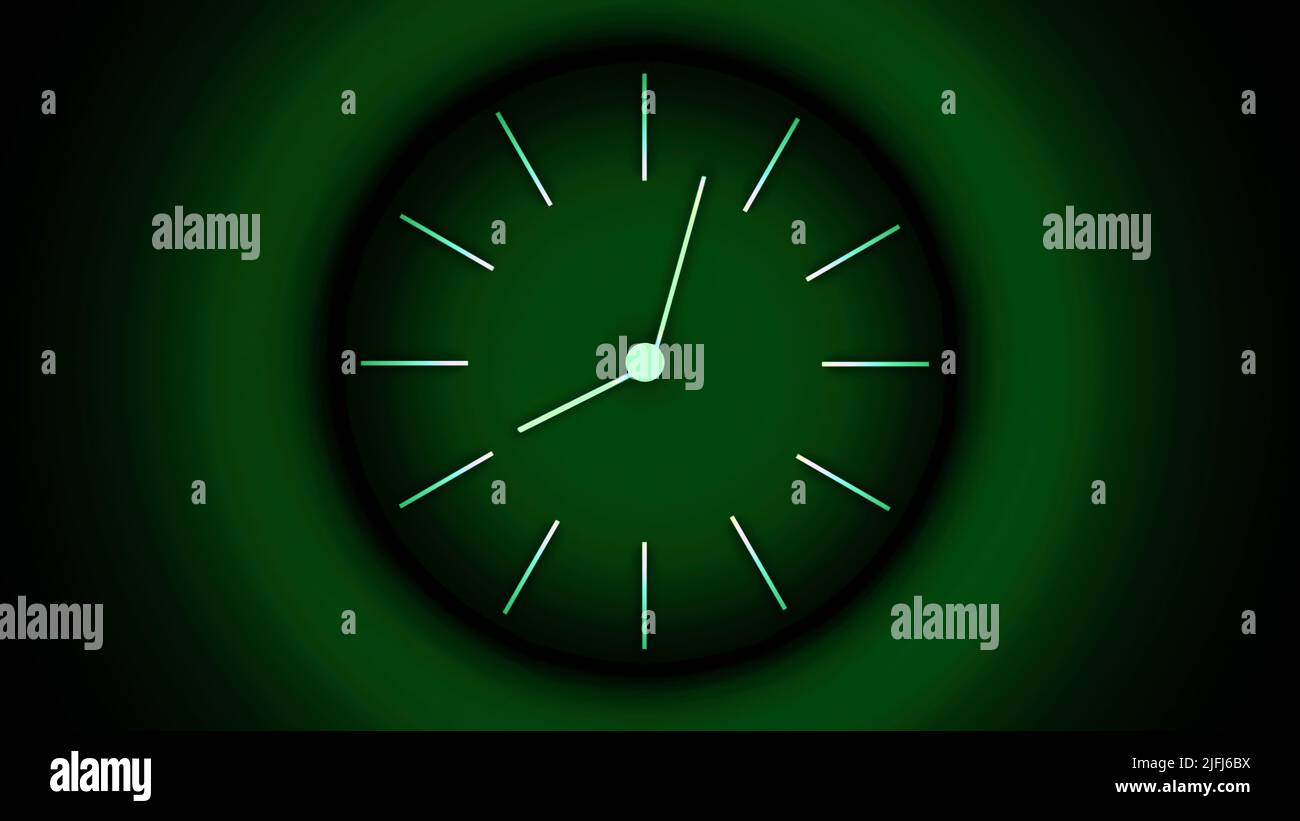 Abstract rotating hands of abstract green and black clock, seamless ...