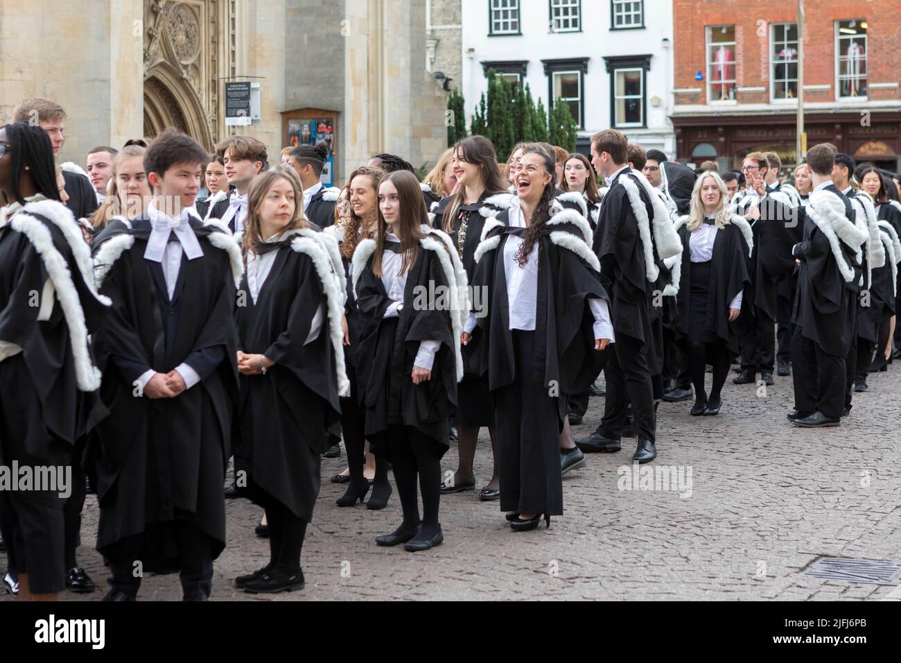 Cambridge graduates from King’s College attend their graduation