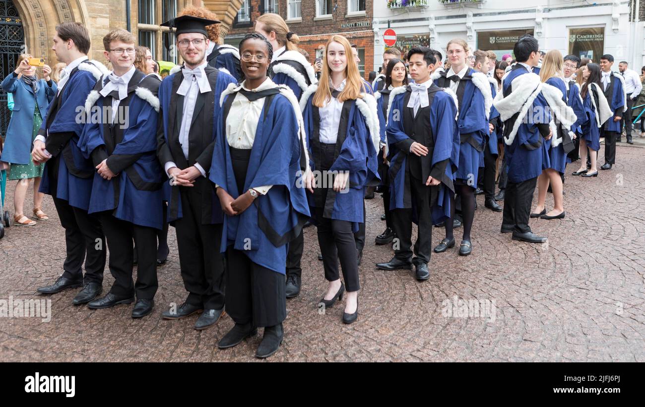 Cambridge graduates attend their graduation ceremony this morning at