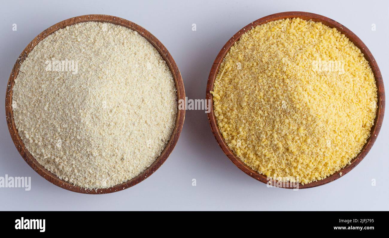 White and yellow garri( Gari /Roasted cassava flakes Stock Photo - Alamy