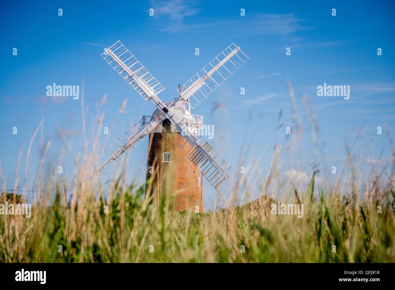 Horsey Windpump or drainage windmill on the norfolk broads. Stock Photo