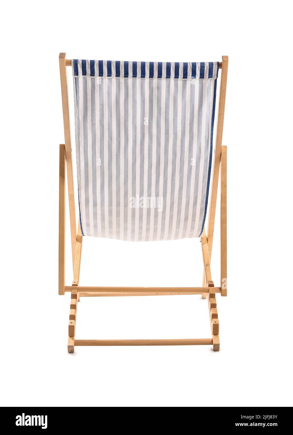 Wooden deck chair on white background Stock Photo - Alamy