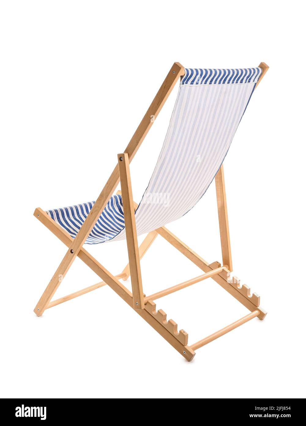 Wooden deck chair on white background Stock Photo - Alamy