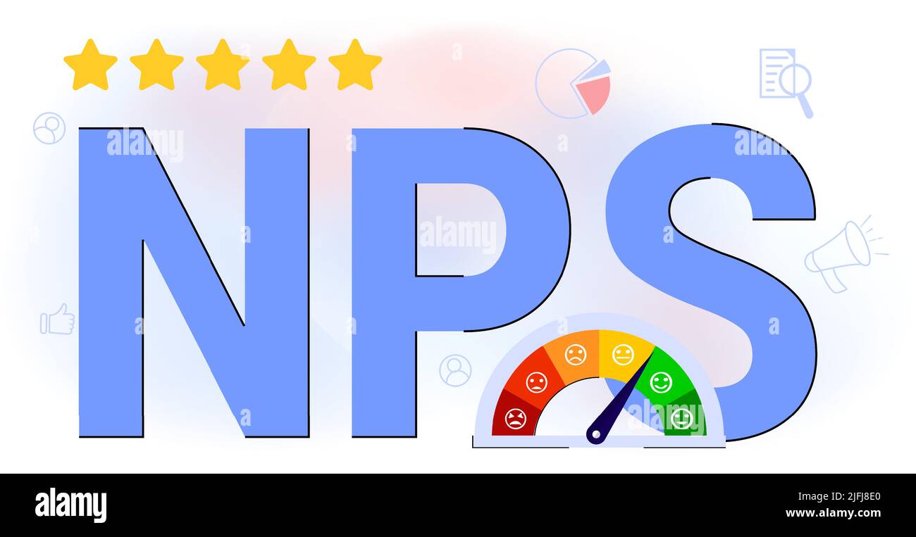 NPS Net promoter score Business strategy Formula promotion marketing scoring Promotional netting Teamwork Flat vector illustration Measures customer e Stock Vector