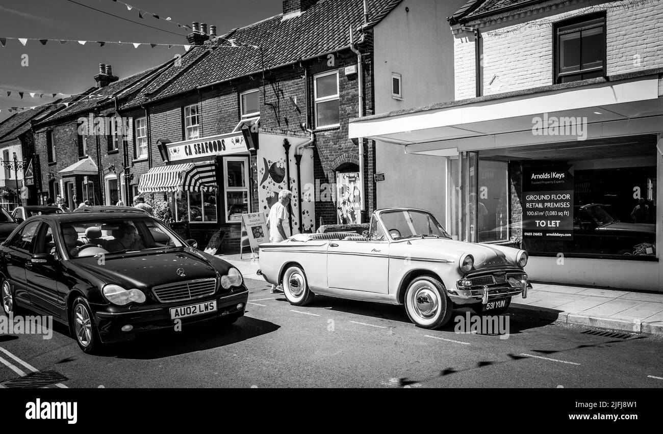 Hillman Minx convertible or soft top in bright green colour, England, UK. Stock Photo