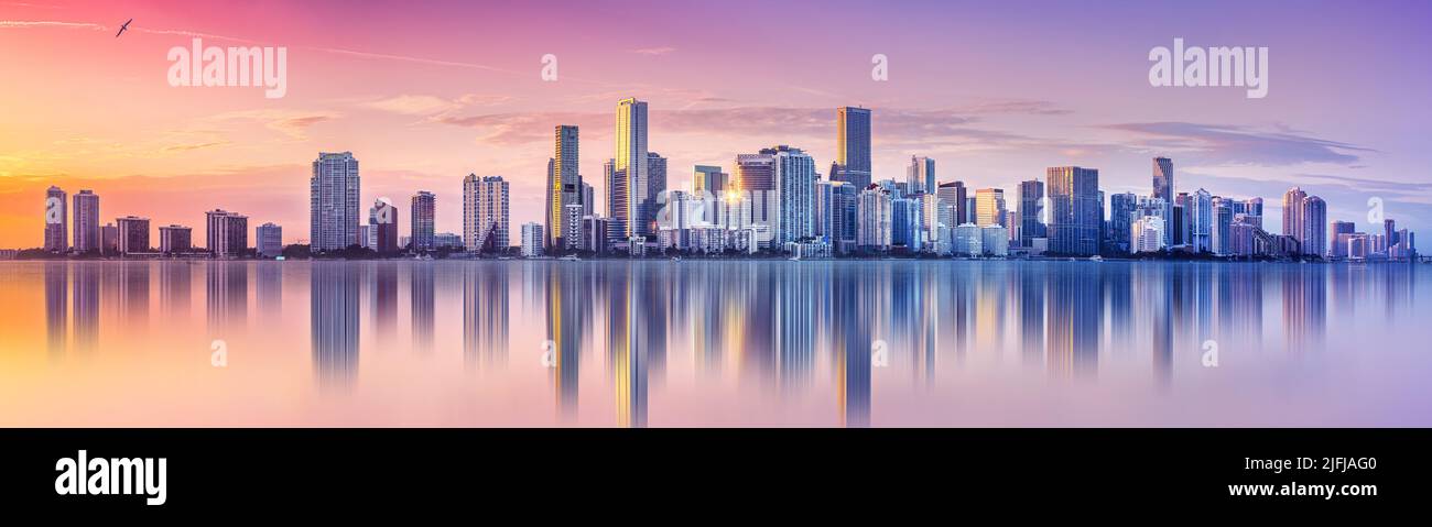 panoramic view at the skyline of miami during sunset Stock Photo