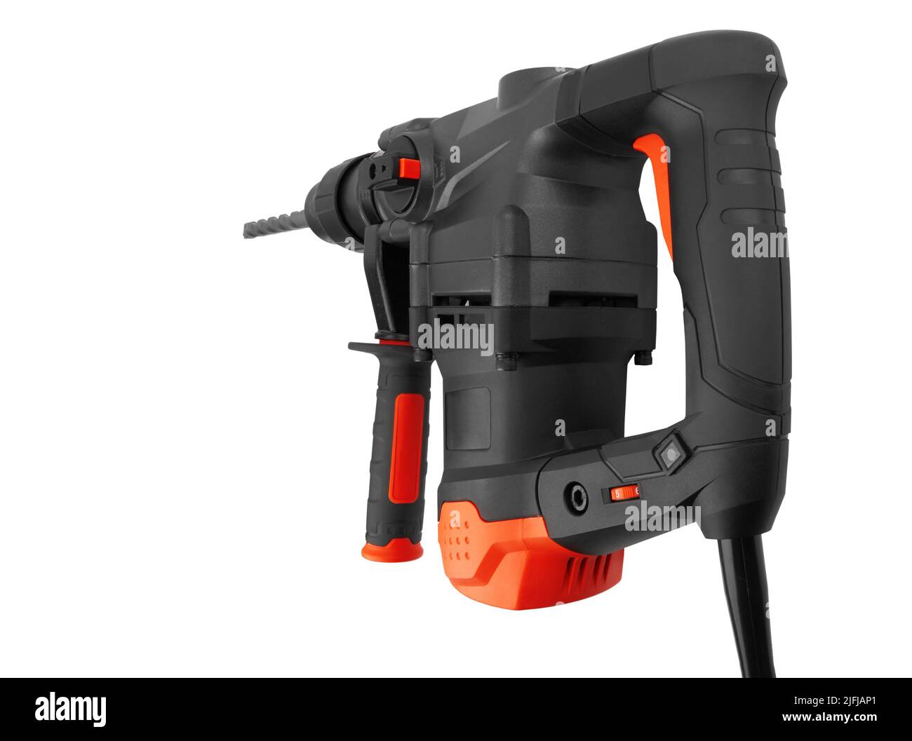 Rotary hammer with a drill isolated on white background Stock Photo