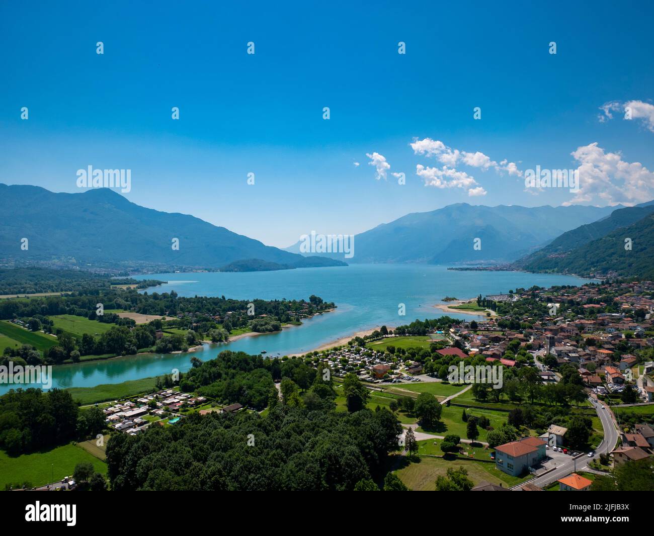 Landscape of Lake Como from Sorico village Stock Photo