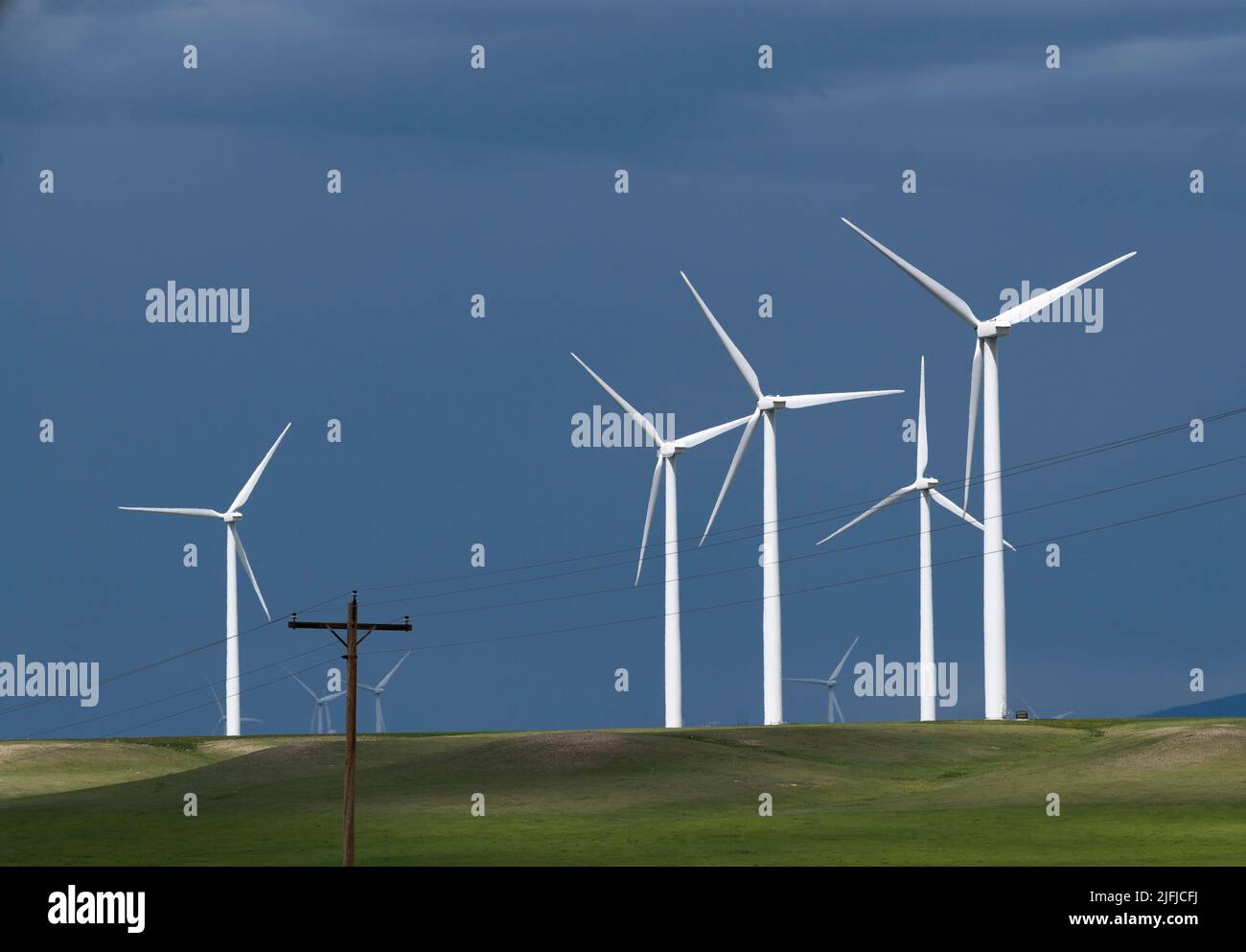 Harlowton, Montana, USA. 24th June, 2022. Windmills with Judith Gap
