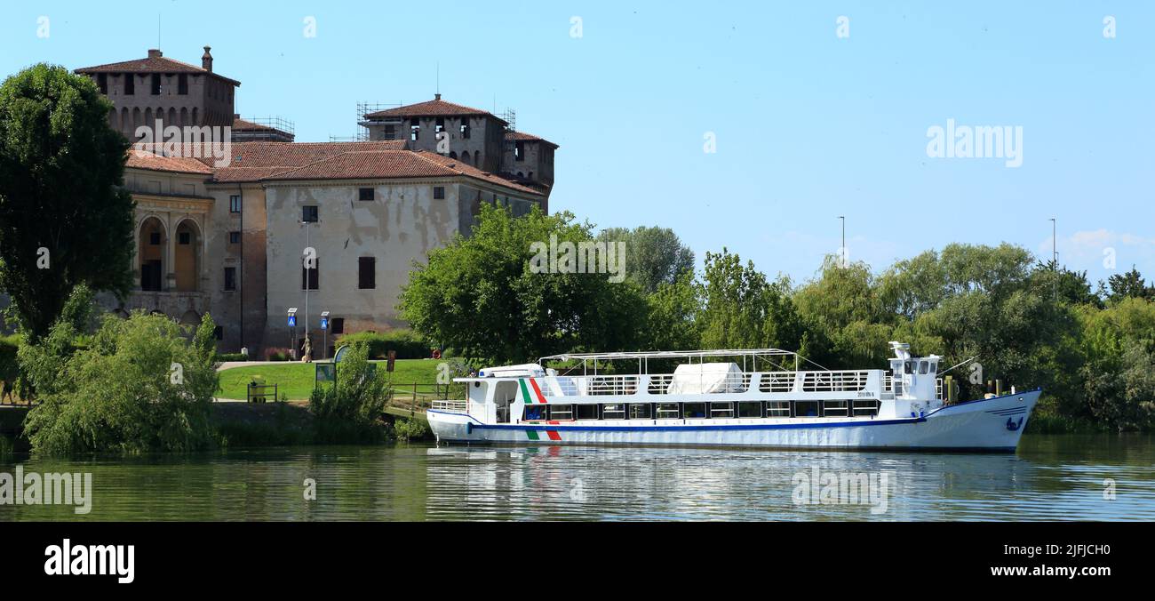 Boat tours Mantova, Mantua Italy. Castello di San Giorgio Stock Photo