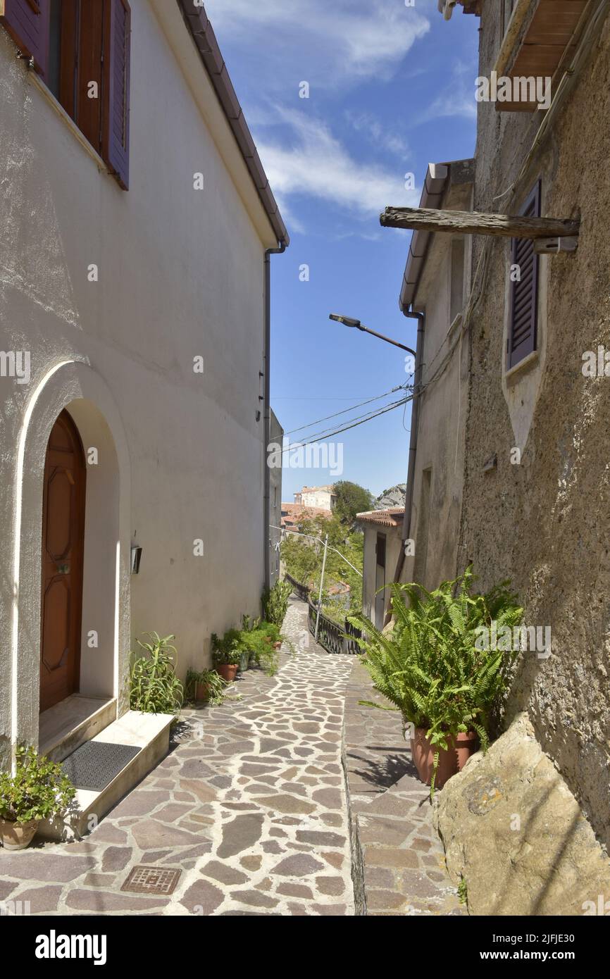 An old village and narrow street in Scalea in the Calabria region