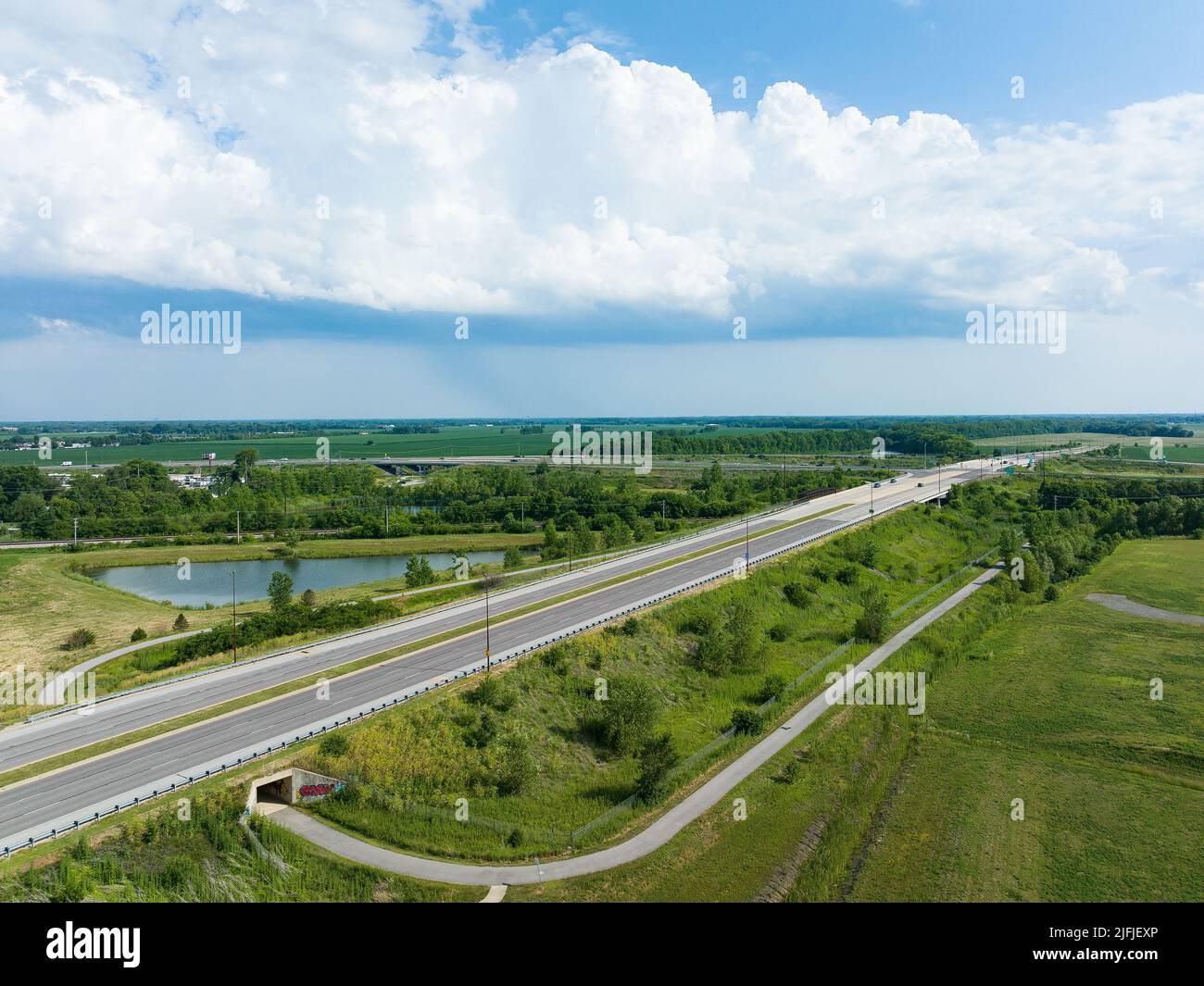 Aerial view of highway Stock Photo