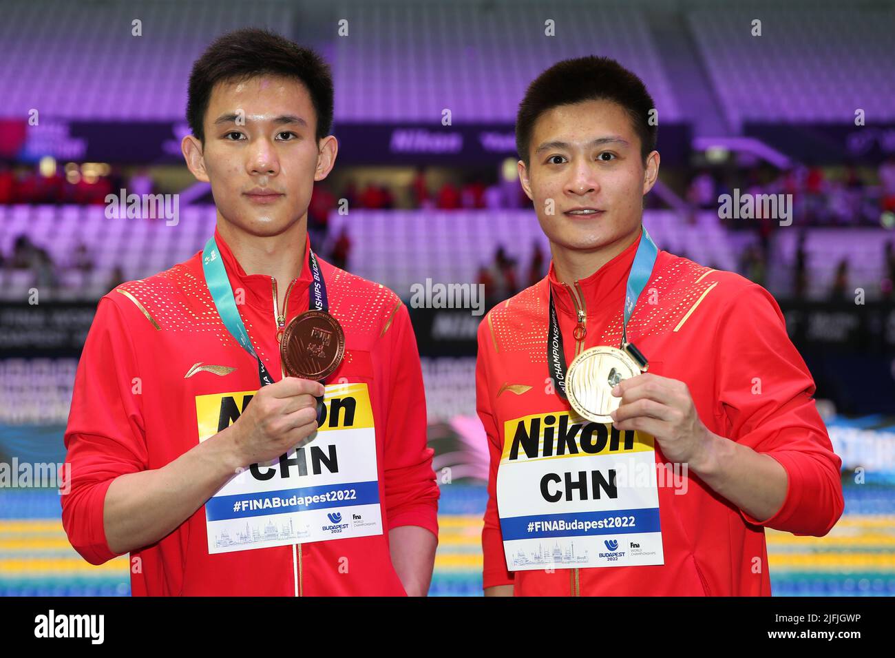 Budapest Hungary 3rd July 2022 Gold Medalist Yang Jian R And Silver Medalist Yang Hao Of 7227