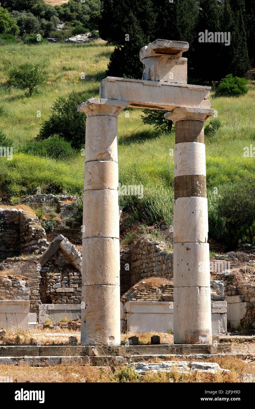 Rhodian Peristyle and the Paytaneum in Ephesus in Turkey Stock Photo