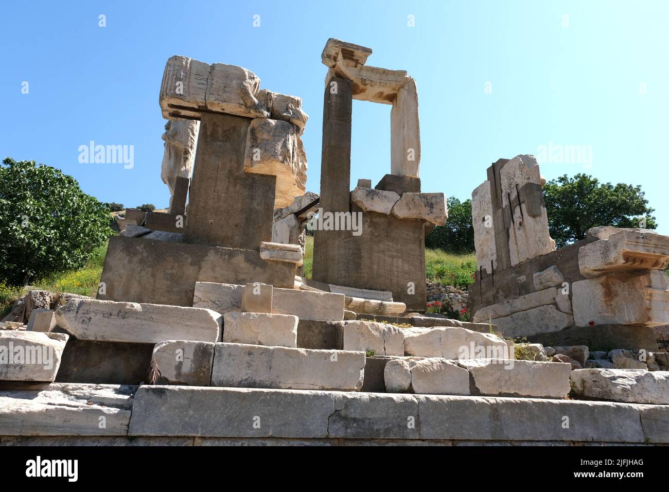 Remnants of the Memmius Monument at Ephesus in Turkey Stock Photo
