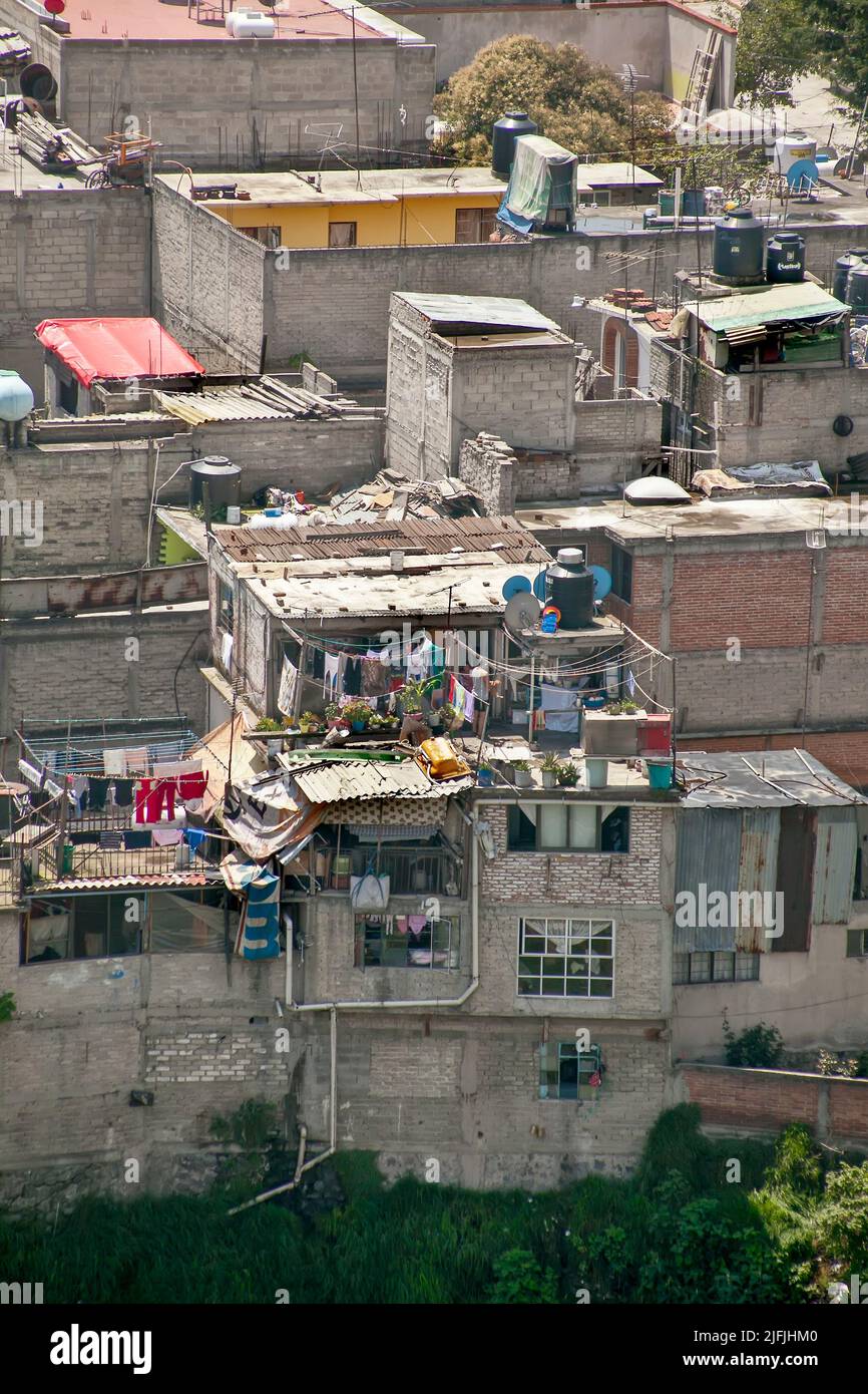 Mexican shanty town aerial Stock Photo