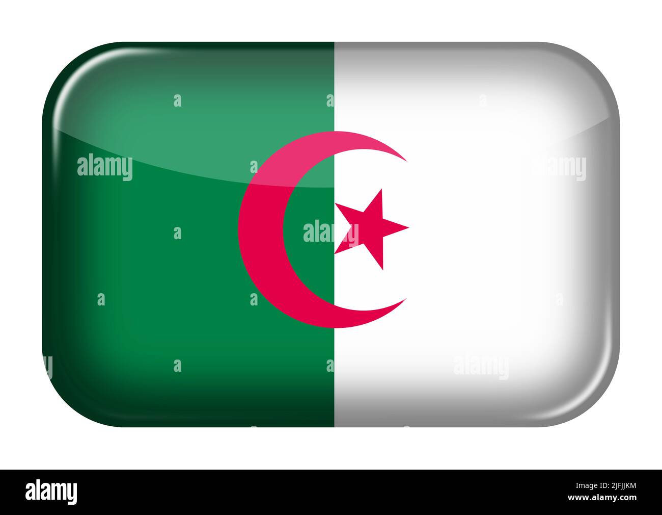 Algeria web icon rectangle button with clipping path 3d illustration Stock Photo