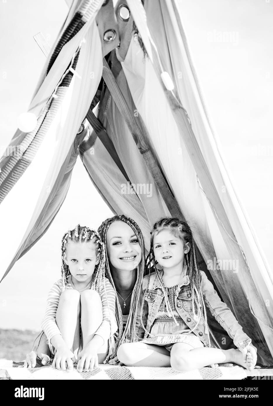 Mothers day. Mother with children daughter outdoor activity. Family