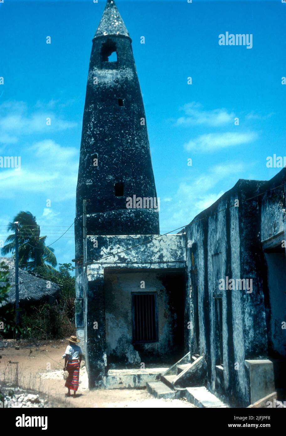 Old mosque in Shela Village on Lamu Island, a thriving trade centre 1829-1857,  with some half dozen mosques, NE coast of  Kenya (photo 1965) Stock Photo