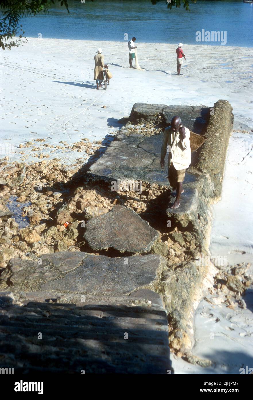 Ruins of a slave loading site at Kongo, Indian Ocean village, Kenya Stock Photo