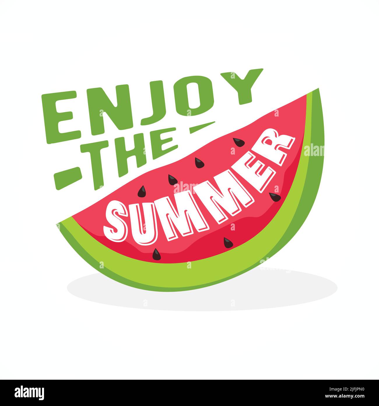 Summer vector template design. Enjoy The Summer text in Watermelon vector background for tropical season holiday greeting messages. Vector illustratio Stock Vector