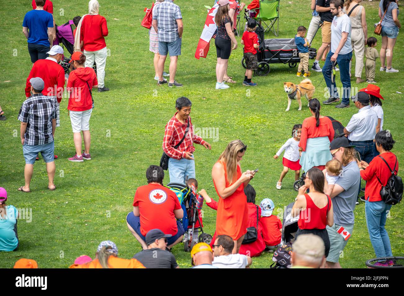 Calgary, Alberta - July 1, 2022: View of Canada Day celebrations in the city of Calgary. Stock Photo